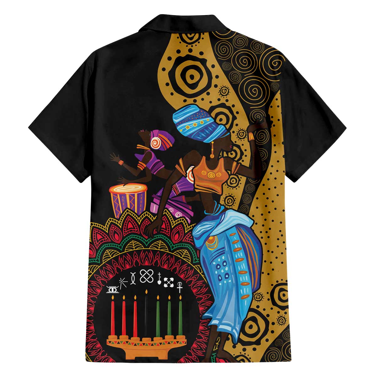Happy Kwanzaa African Family Matching Off The Shoulder Long Sleeve Dress and Hawaiian Shirt Tribal Dance - Wonder Print Shop