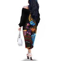 Happy Kwanzaa African Family Matching Off The Shoulder Long Sleeve Dress and Hawaiian Shirt Tribal Dance - Wonder Print Shop