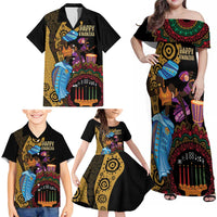 Happy Kwanzaa African Family Matching Off Shoulder Maxi Dress and Hawaiian Shirt Tribal Dance LT7 - Wonder Print Shop