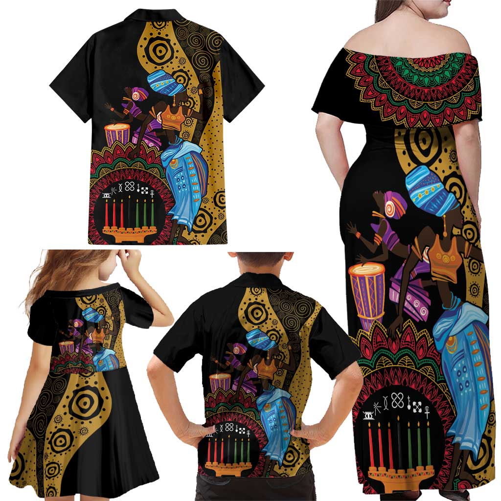 Happy Kwanzaa African Family Matching Off Shoulder Maxi Dress and Hawaiian Shirt Tribal Dance LT7 - Wonder Print Shop