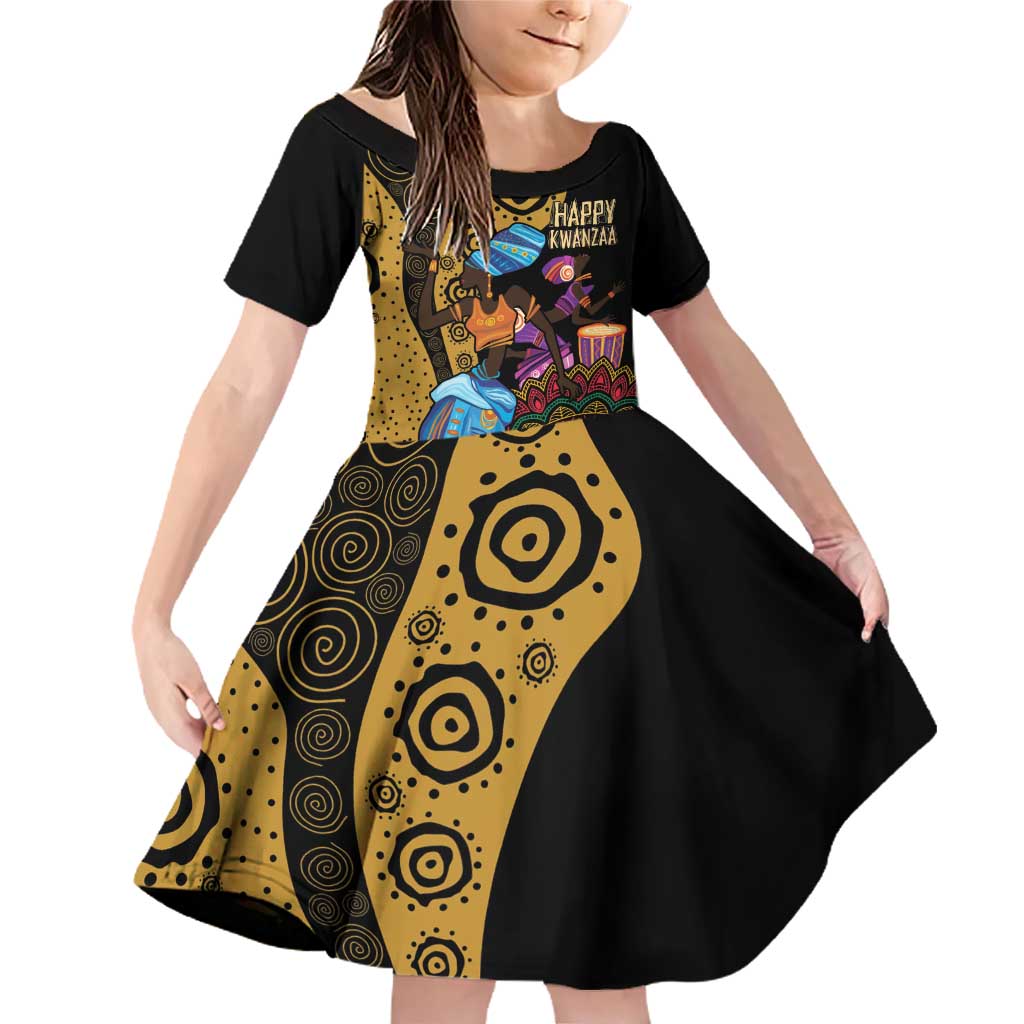 Happy Kwanzaa African Family Matching Off Shoulder Short Dress and Hawaiian Shirt Tribal Dance LT7 - Wonder Print Shop