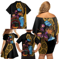 Happy Kwanzaa African Family Matching Off Shoulder Short Dress and Hawaiian Shirt Tribal Dance LT7 - Wonder Print Shop
