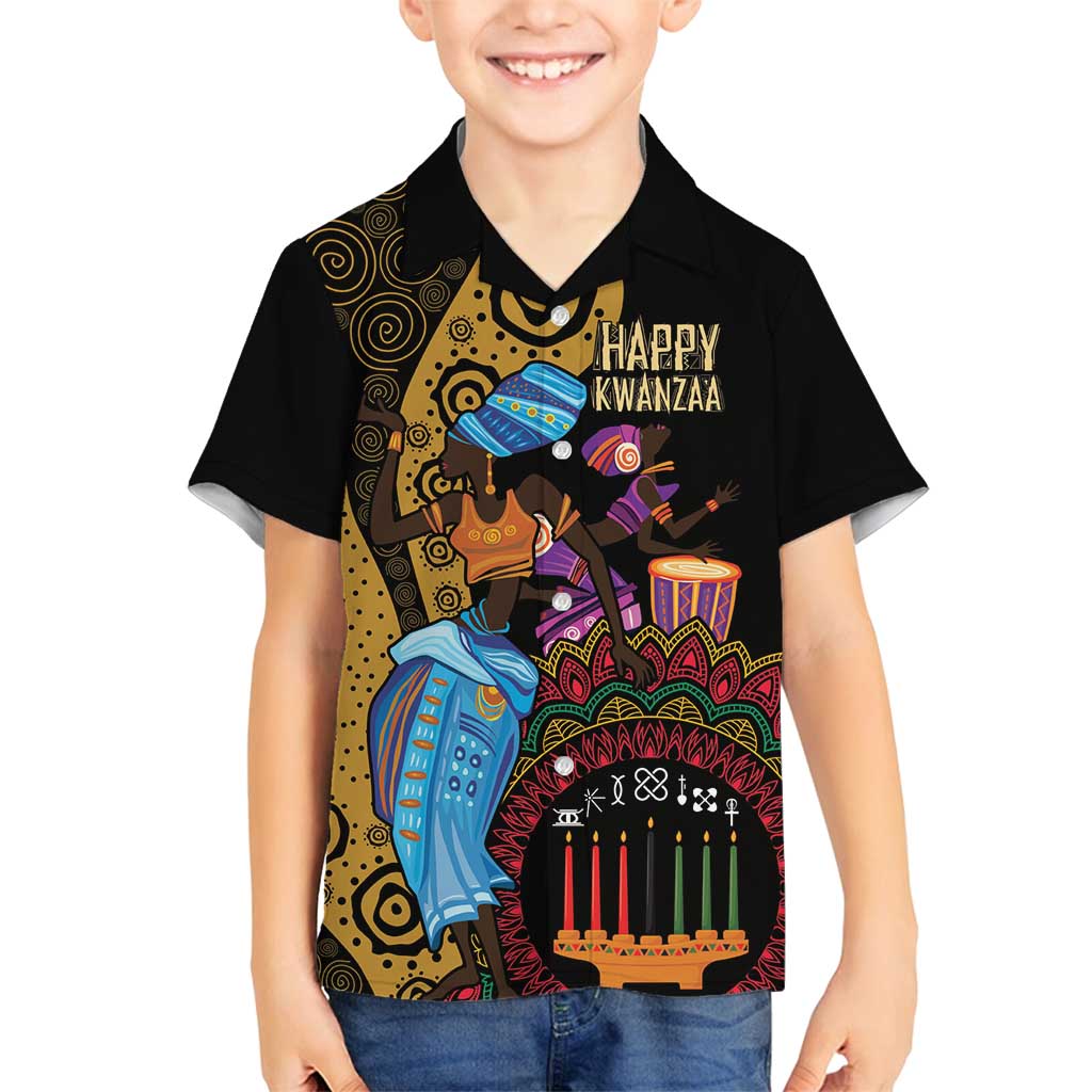 Happy Kwanzaa African Family Matching Off Shoulder Short Dress and Hawaiian Shirt Tribal Dance LT7 - Wonder Print Shop