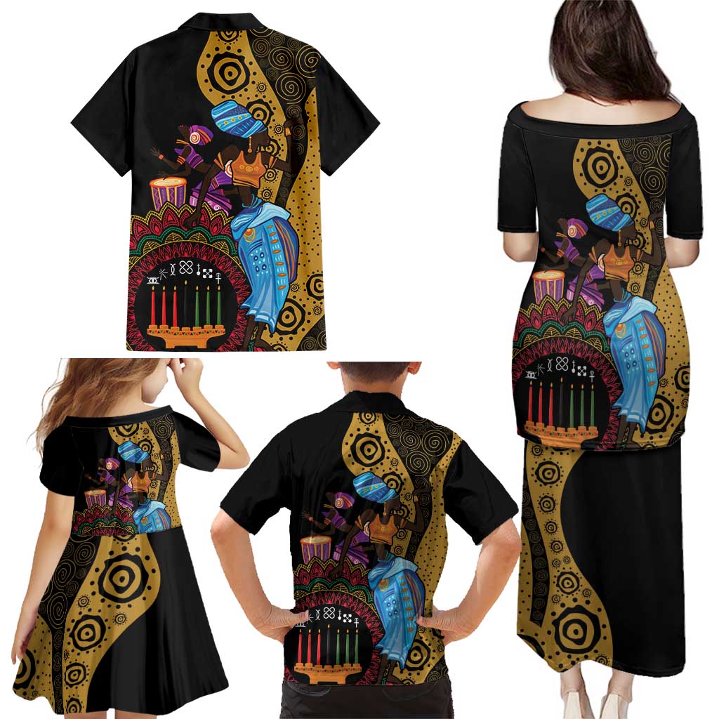 Happy Kwanzaa African Family Matching Puletasi and Hawaiian Shirt Tribal Dance - Wonder Print Shop