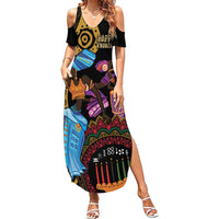 Happy Kwanzaa African Family Matching Summer Maxi Dress and Hawaiian Shirt Tribal Dance - Wonder Print Shop