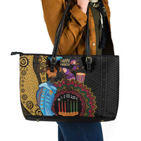 Happy Kwanzaa African Leather Tote Bag Tribal Dance - Wonder Print Shop