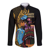 Happy Kwanzaa African Long Sleeve Button Shirt Tribal Dance - Wonder Print Shop