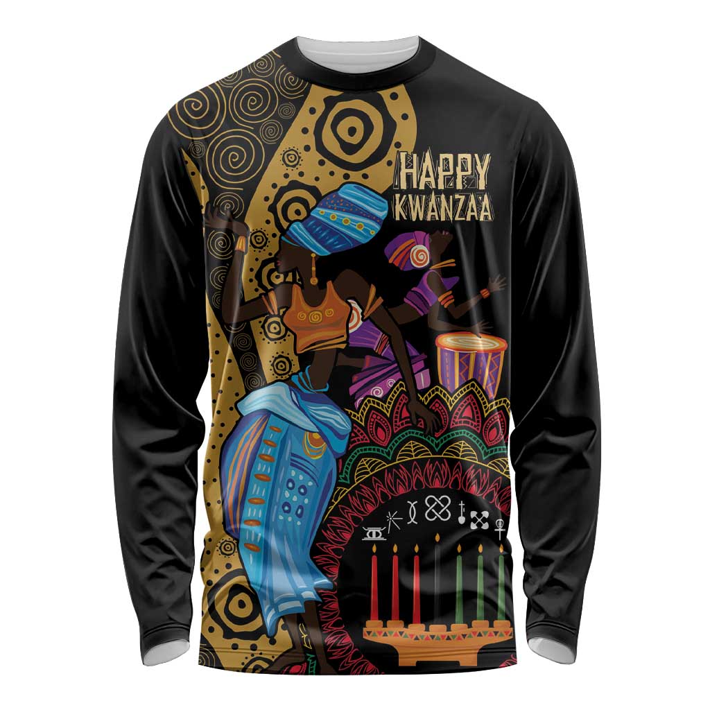 Happy Kwanzaa African Long Sleeve Shirt Tribal Dance - Wonder Print Shop