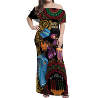 Happy Kwanzaa African Off Shoulder Maxi Dress Tribal Dance - Wonder Print Shop