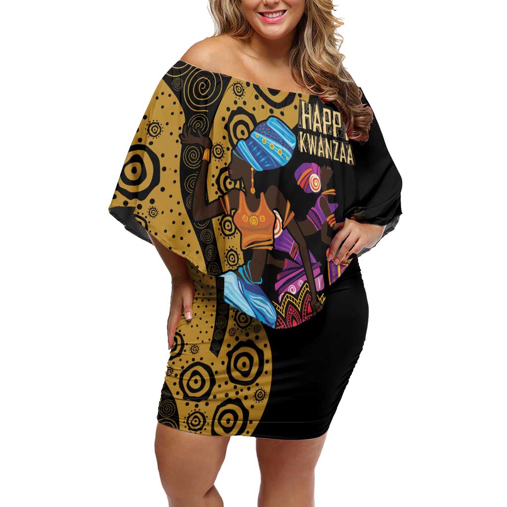 Happy Kwanzaa African Off Shoulder Short Dress Tribal Dance - Wonder Print Shop