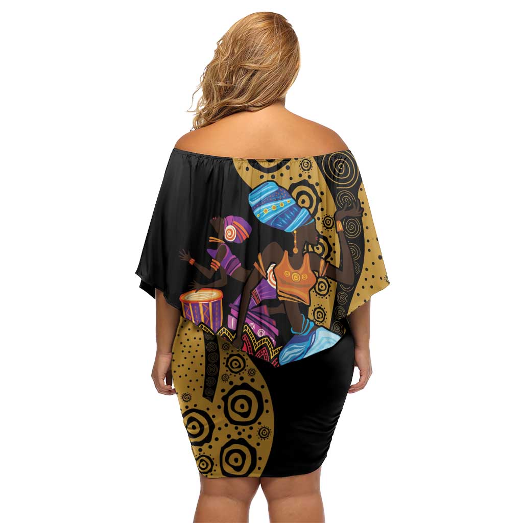 Happy Kwanzaa African Off Shoulder Short Dress Tribal Dance - Wonder Print Shop