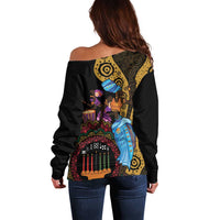 Happy Kwanzaa African Off Shoulder Sweater Tribal Dance - Wonder Print Shop