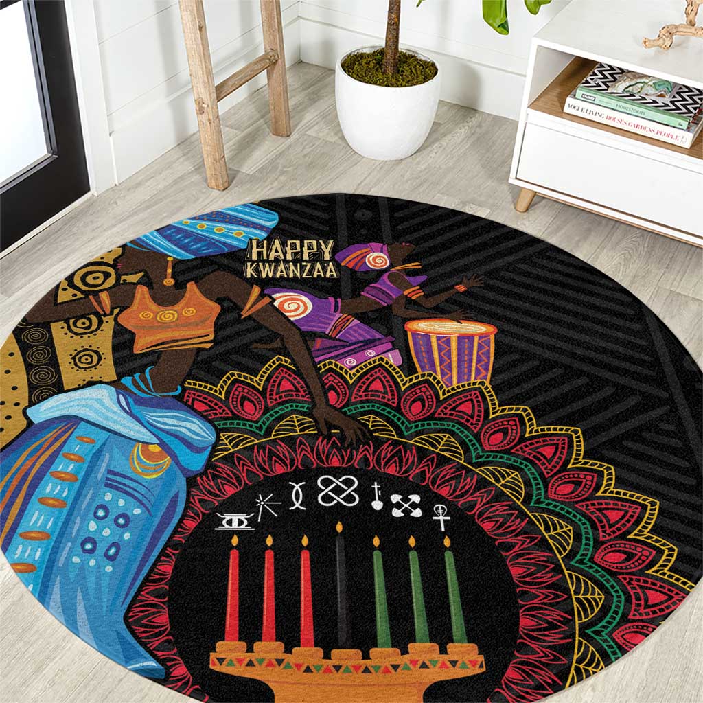 Happy Kwanzaa African Round Carpet Tribal Dance