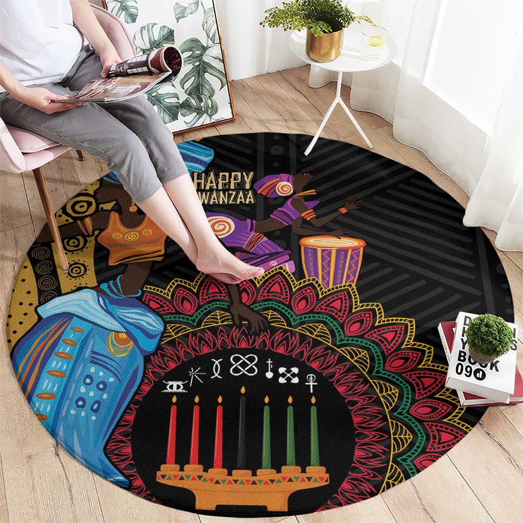 Happy Kwanzaa African Round Carpet Tribal Dance