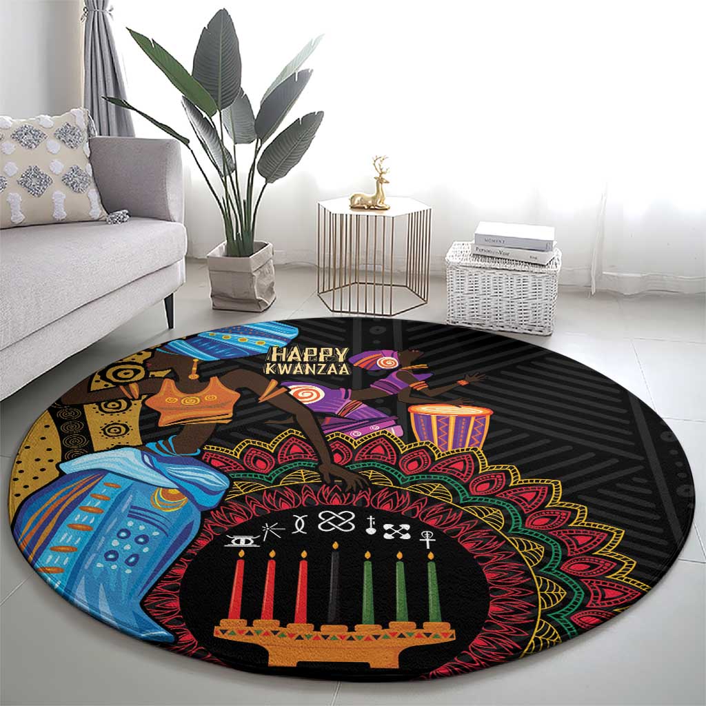 Happy Kwanzaa African Round Carpet Tribal Dance