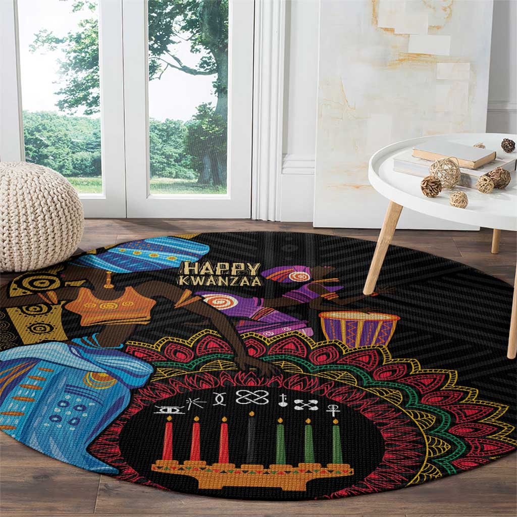 Happy Kwanzaa African Round Carpet Tribal Dance