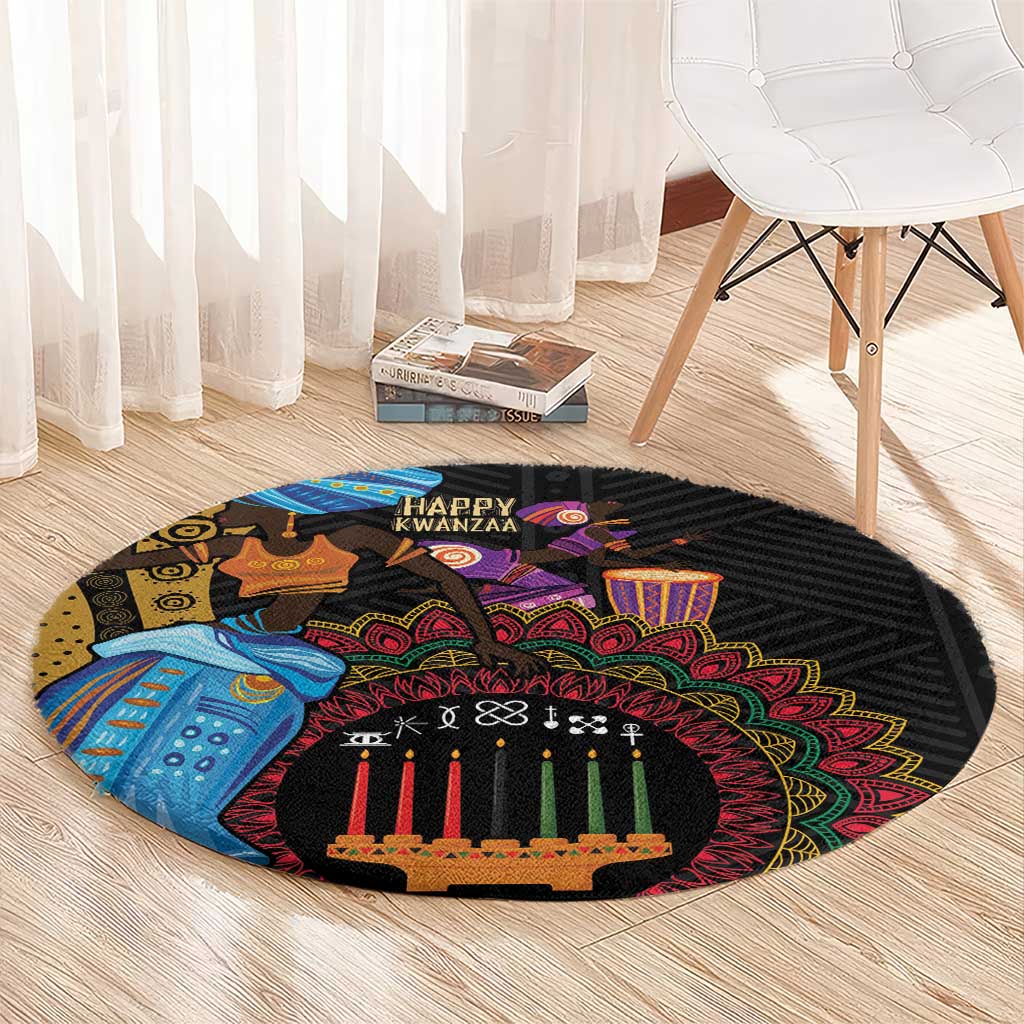 Happy Kwanzaa African Round Carpet Tribal Dance