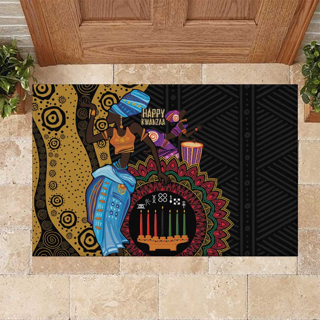 Happy Kwanzaa African Rubber Doormat Tribal Dance - Wonder Print Shop
