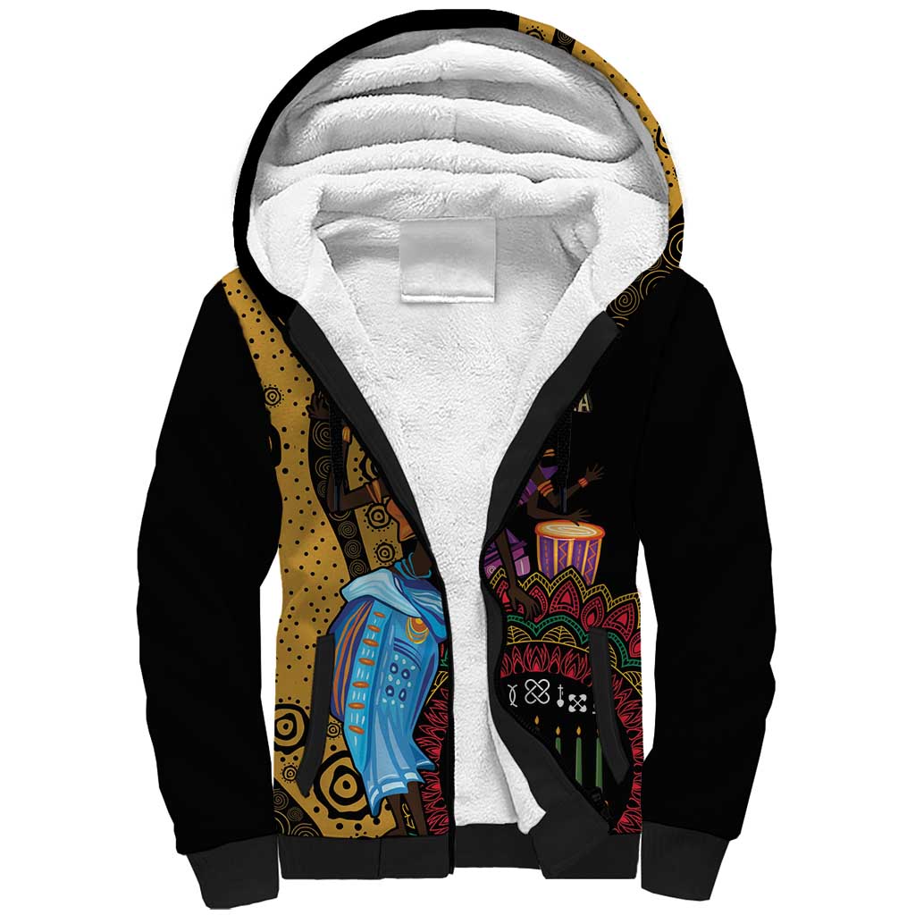 Happy Kwanzaa African Sherpa Hoodie Tribal Dance - Wonder Print Shop