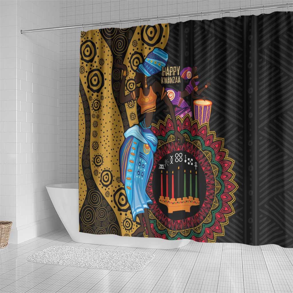 Happy Kwanzaa African Shower Curtain Tribal Dance