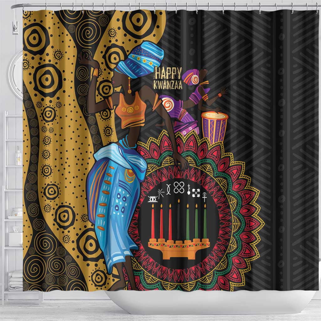 Happy Kwanzaa African Shower Curtain Tribal Dance
