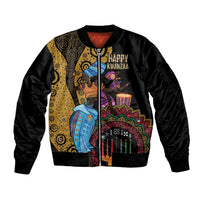 Happy Kwanzaa African Sleeve Zip Bomber Jacket Tribal Dance - Wonder Print Shop