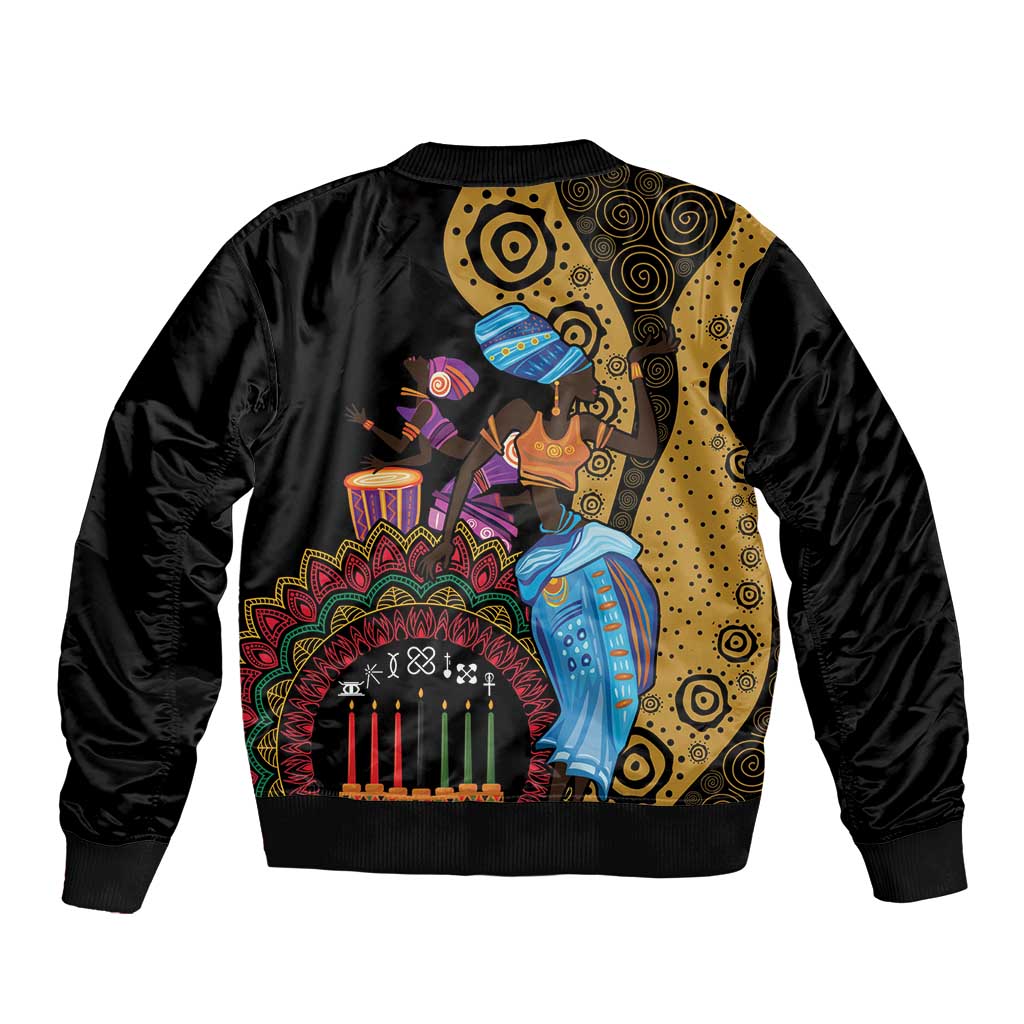 Happy Kwanzaa African Sleeve Zip Bomber Jacket Tribal Dance - Wonder Print Shop