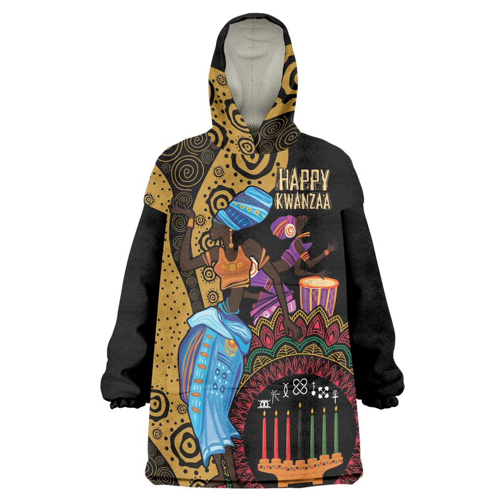 Happy Kwanzaa African Wearable Blanket Hoodie Tribal Dance - Wonder Print Shop