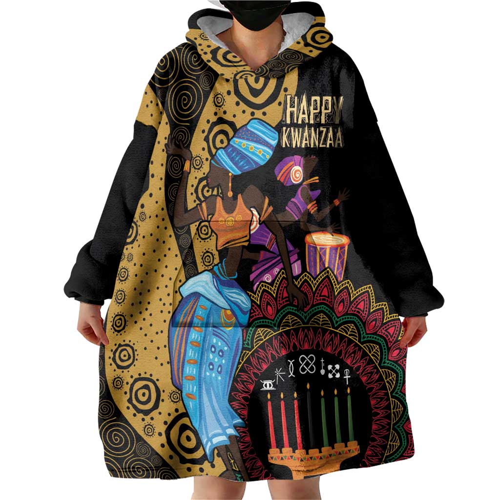 Happy Kwanzaa African Wearable Blanket Hoodie Tribal Dance - Wonder Print Shop