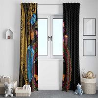 Happy Kwanzaa African Window Curtain Tribal Dance - Wonder Print Shop