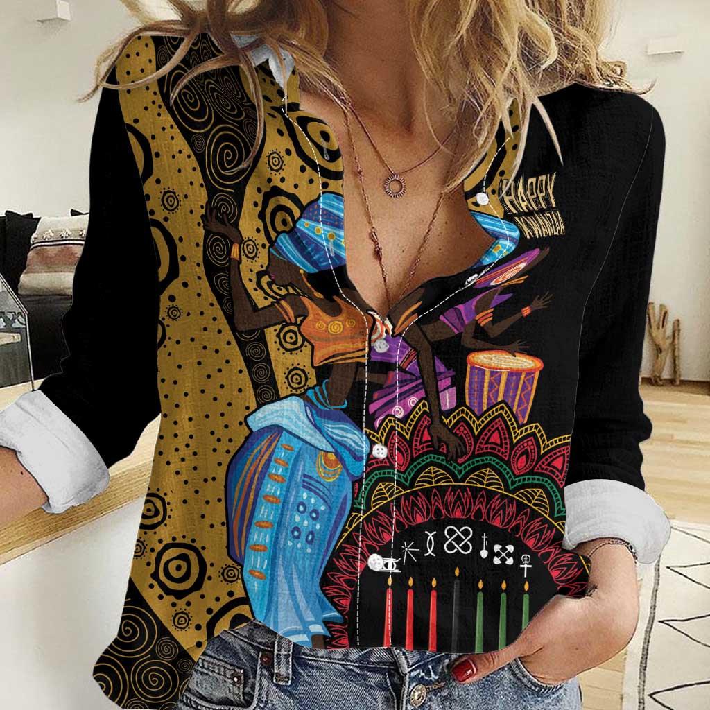 Happy Kwanzaa African Women Casual Shirt Tribal Dance - Wonder Print Shop