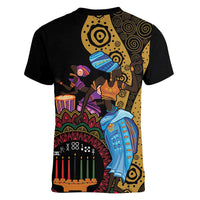 Happy Kwanzaa African Women V-Neck T-Shirt Tribal Dance - Wonder Print Shop