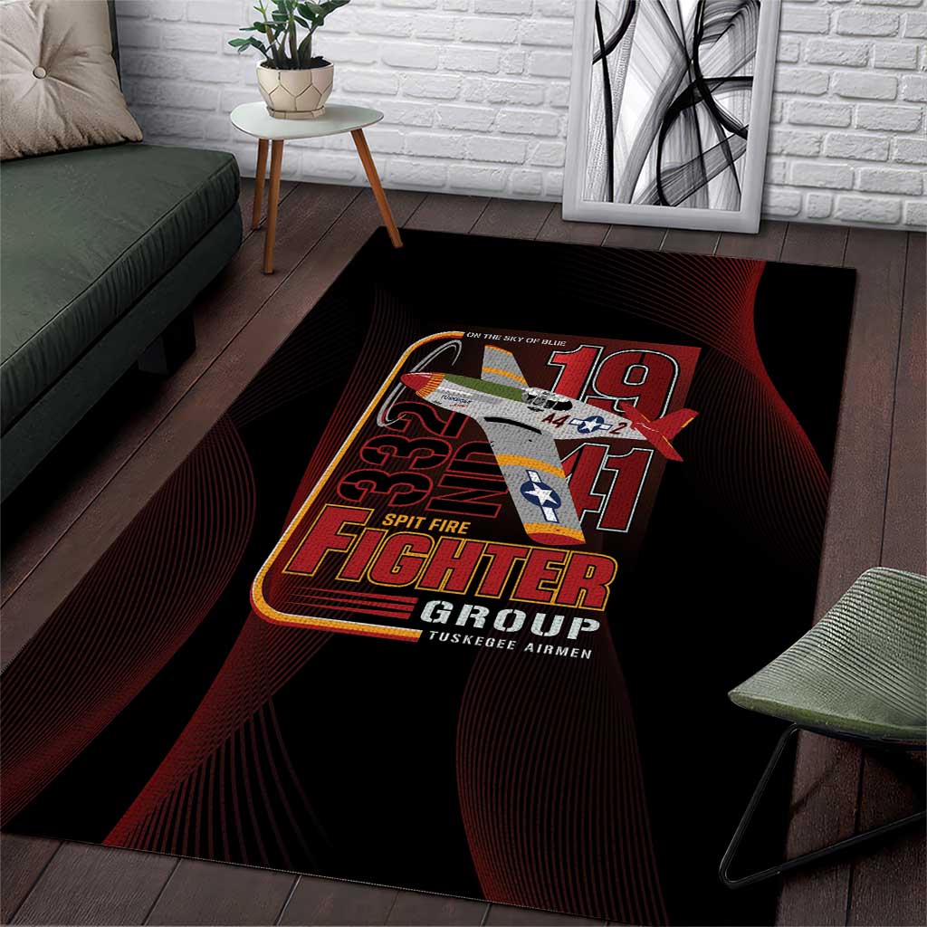Tuskegee Airmen 332nd Spit Fire Area Rug On The Blue Sky - Wonder Print Shop