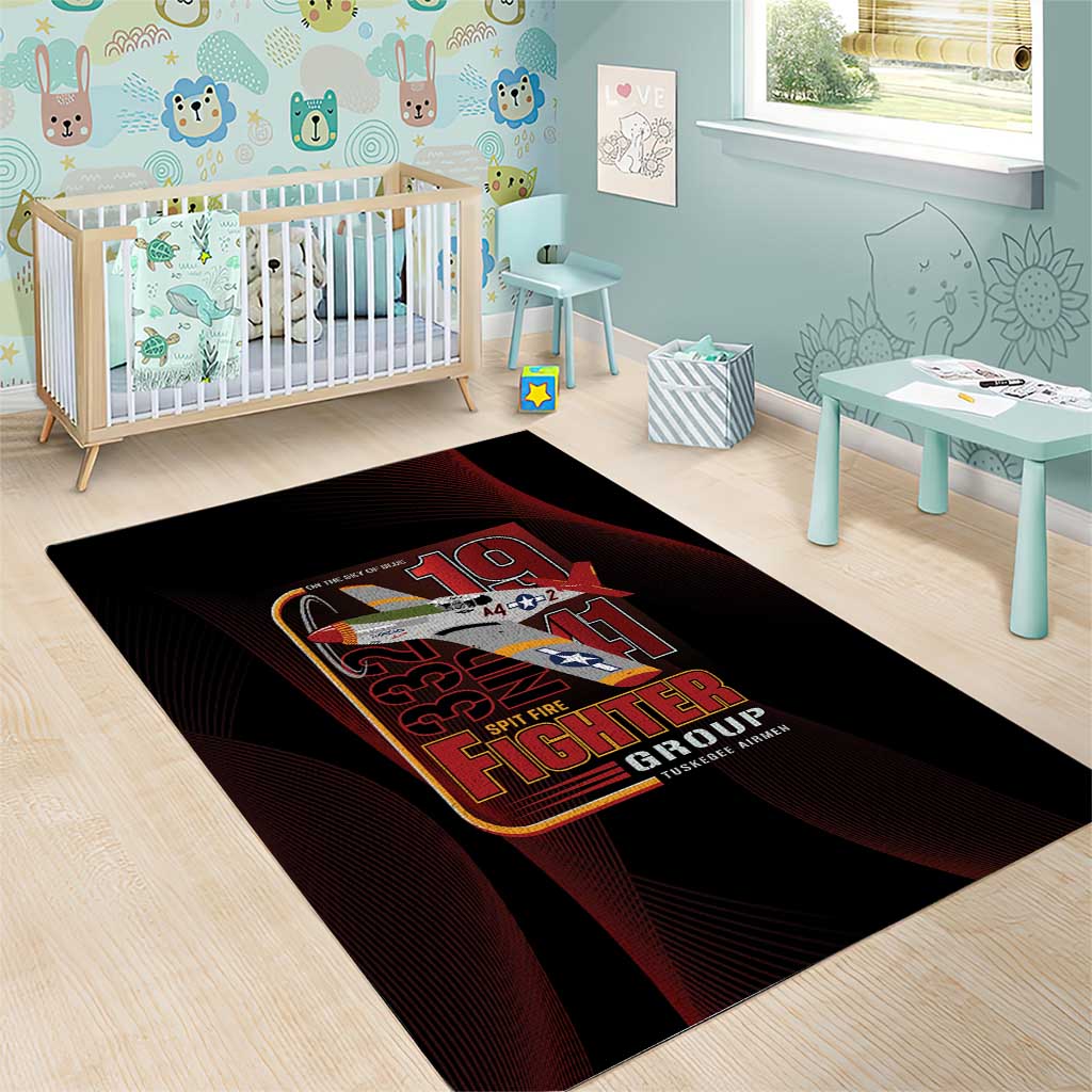 Tuskegee Airmen 332nd Spit Fire Area Rug On The Blue Sky - Wonder Print Shop