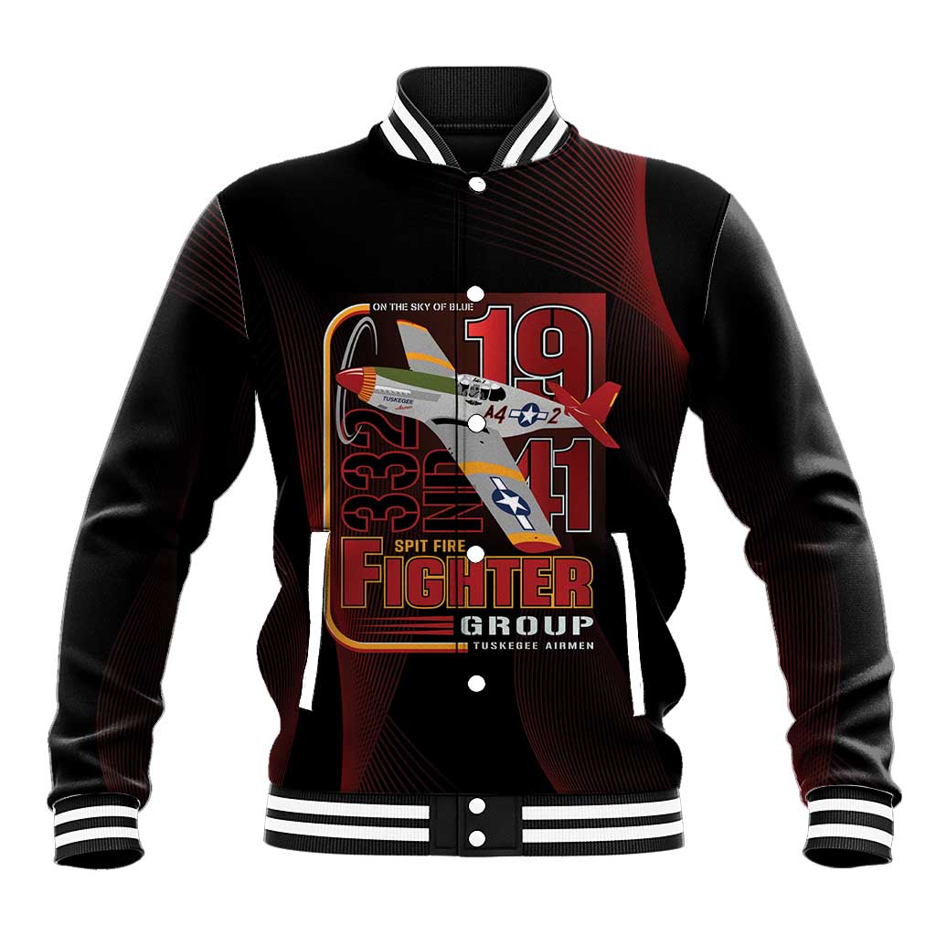 Tuskegee Airmen 332nd Spit Fire Baseball Jacket On The Blue Sky - Wonder Print Shop