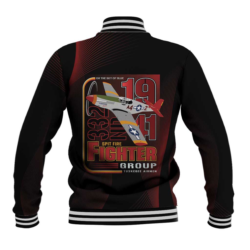 Tuskegee Airmen 332nd Spit Fire Baseball Jacket On The Blue Sky - Wonder Print Shop