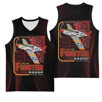 Tuskegee Airmen 332nd Spit Fire Basketball Jersey On The Blue Sky - Wonder Print Shop