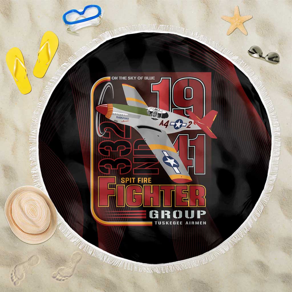 Tuskegee Airmen 332nd Spit Fire Beach Blanket On The Blue Sky - Wonder Print Shop