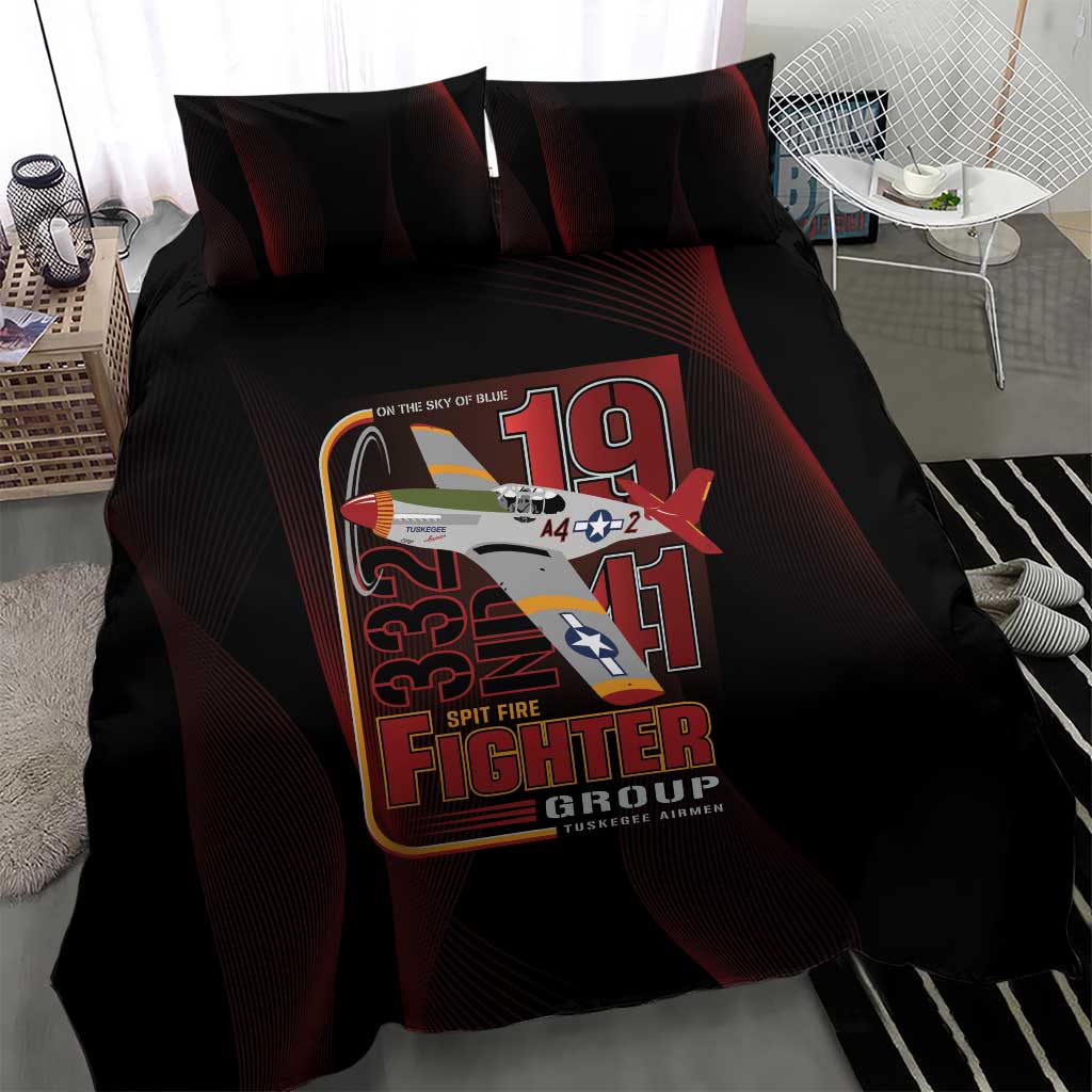 Tuskegee Airmen 332nd Spit Fire Bedding Set On The Blue Sky - Wonder Print Shop