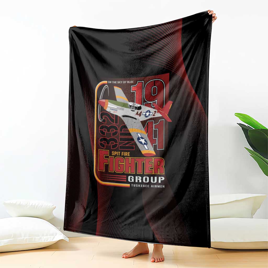 Tuskegee Airmen 332nd Spit Fire Blanket On The Blue Sky - Wonder Print Shop