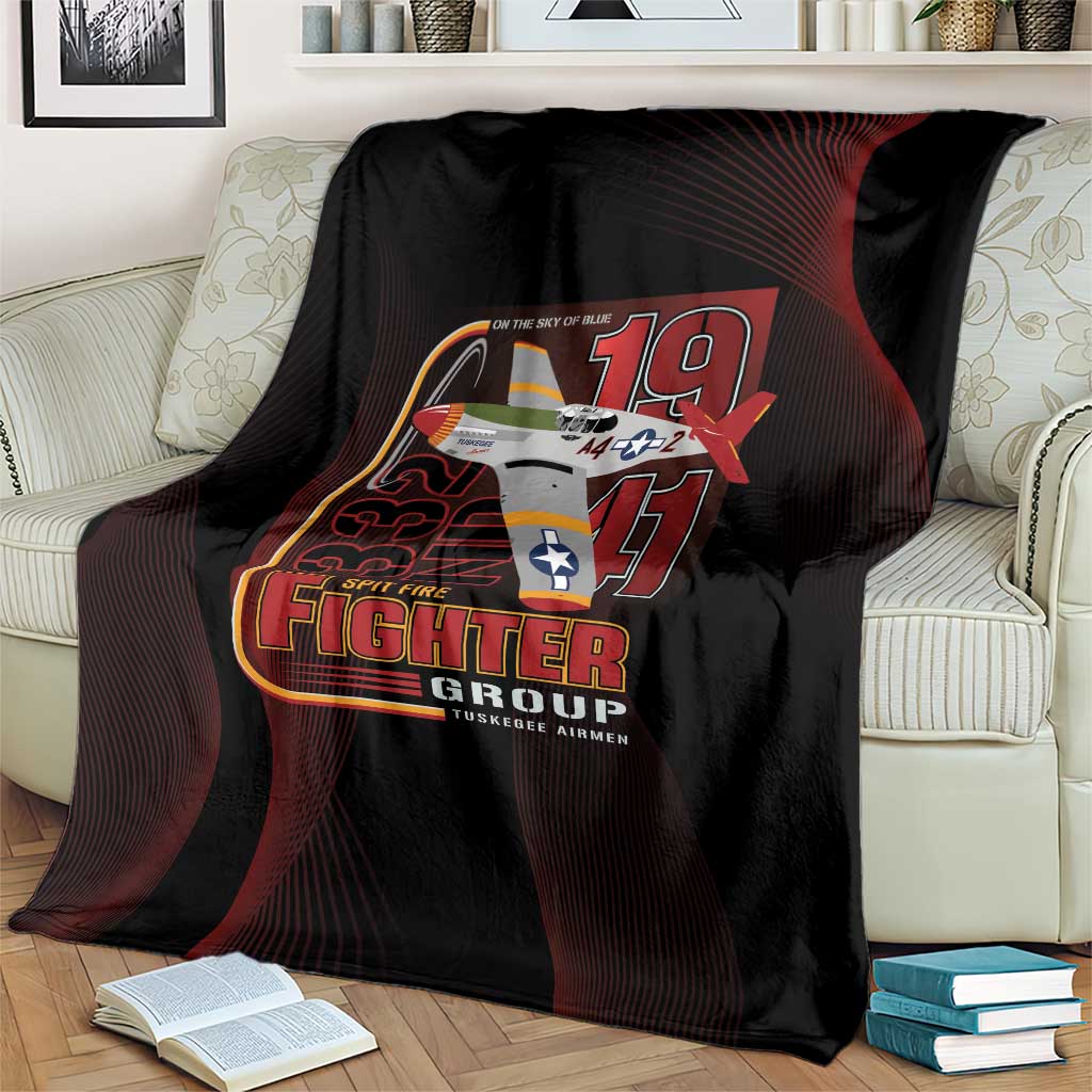 Tuskegee Airmen 332nd Spit Fire Blanket On The Blue Sky - Wonder Print Shop