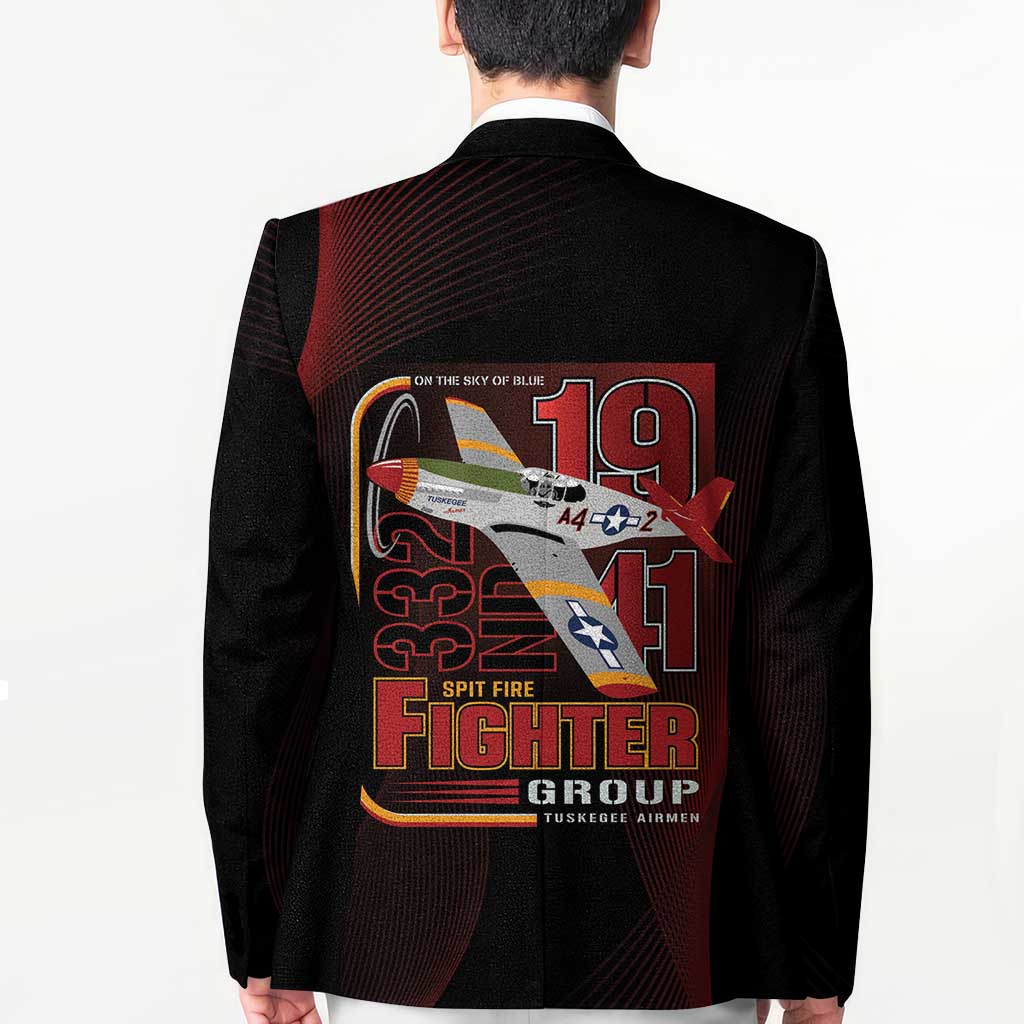 Tuskegee Airmen 332nd Spit Fire Blazer On The Blue Sky - Wonder Print Shop