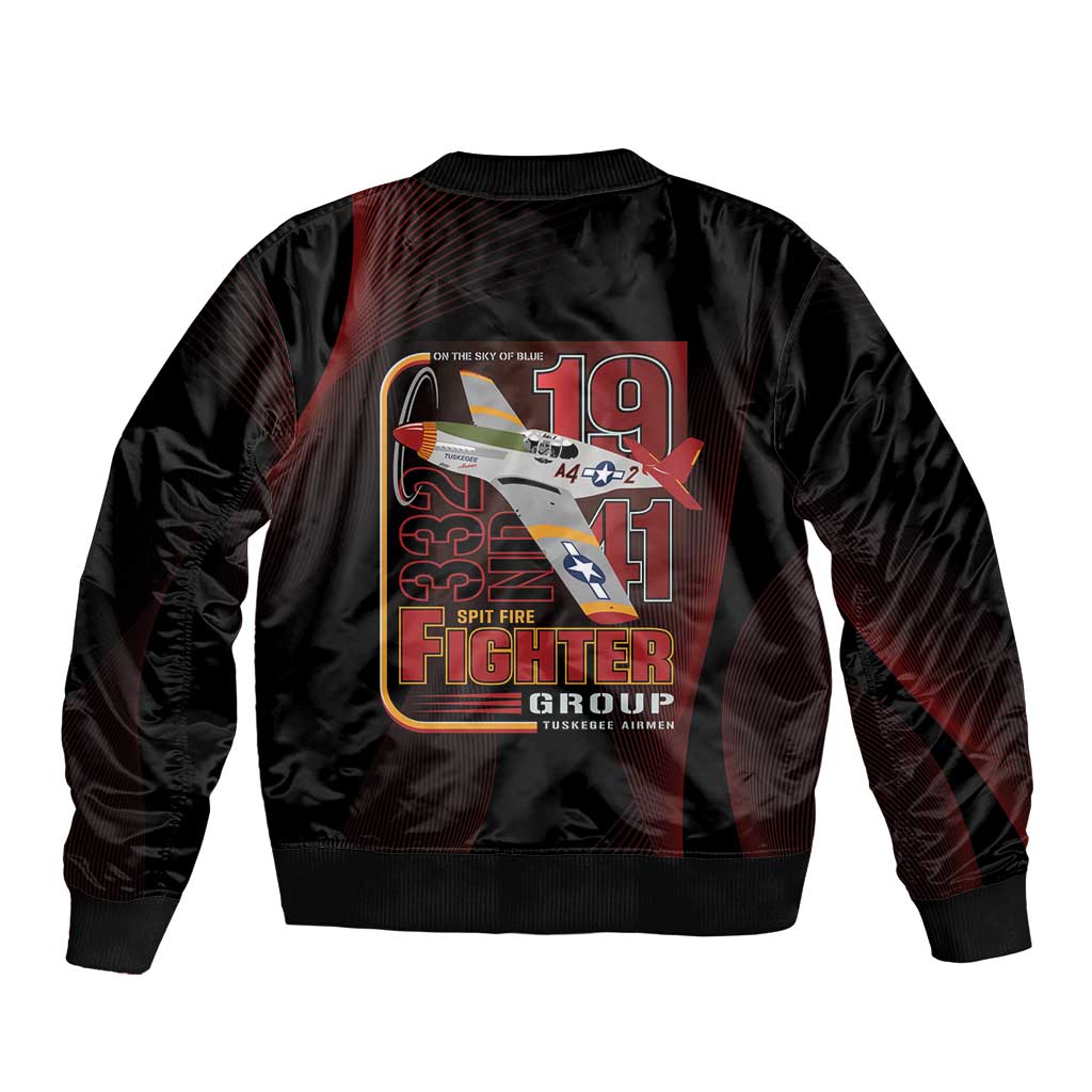 Tuskegee Airmen 332nd Spit Fire Bomber Jacket On The Blue Sky - Wonder Print Shop
