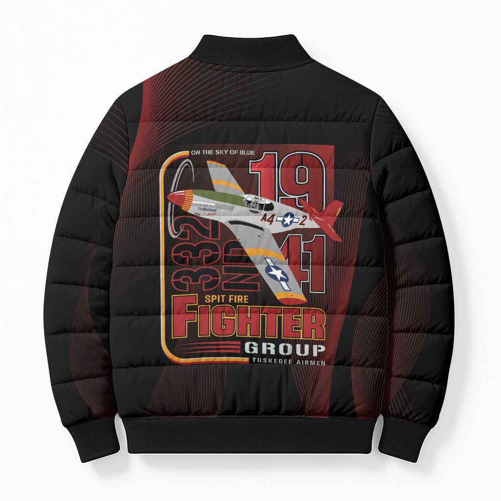 Tuskegee Airmen 332nd Spit Fire Bomber Puffer Jacket On The Blue Sky - Wonder Print Shop