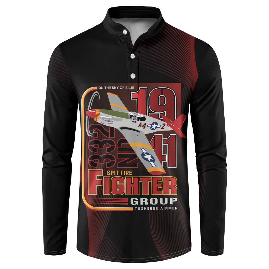 Tuskegee Airmen 332nd Spit Fire Button Sweatshirt On The Blue Sky - Wonder Print Shop