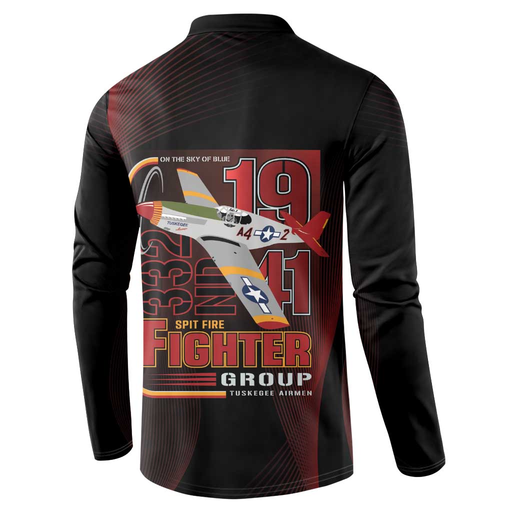 Tuskegee Airmen 332nd Spit Fire Button Sweatshirt On The Blue Sky - Wonder Print Shop