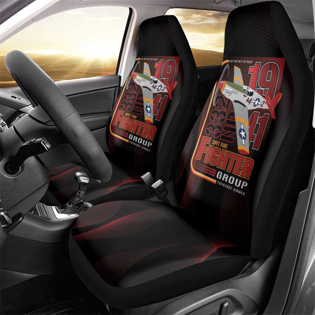 Tuskegee Airmen 332nd Spit Fire Car Seat Cover On The Blue Sky - Wonder Print Shop