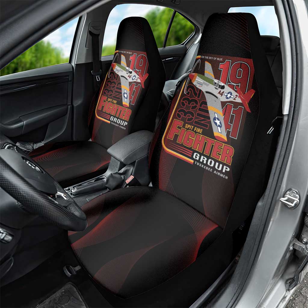 Tuskegee Airmen 332nd Spit Fire Car Seat Cover On The Blue Sky - Wonder Print Shop