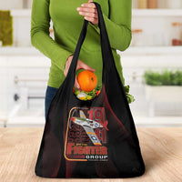 Tuskegee Airmen 332nd Spit Fire Grocery Bag On The Blue Sky - Wonder Print Shop
