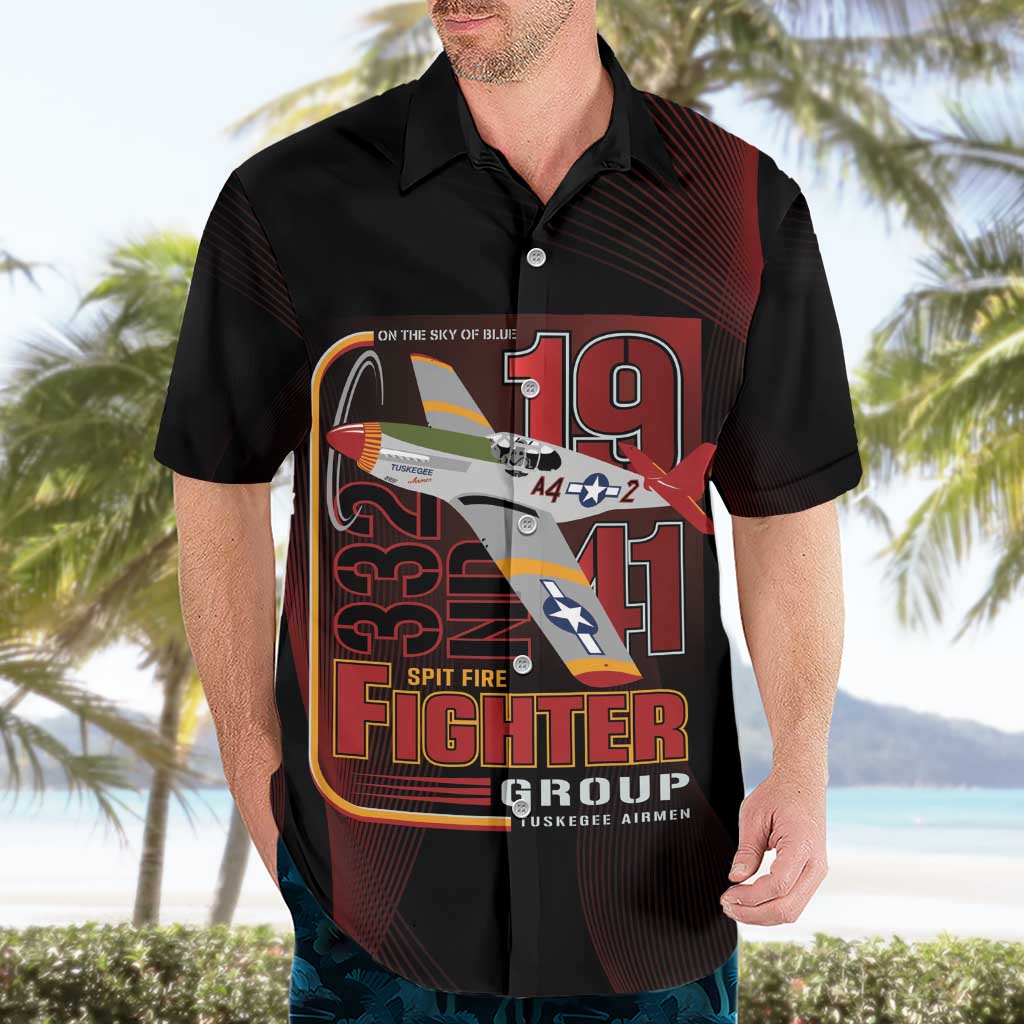 Tuskegee Airmen 332nd Spit Fire Hawaiian Shirt On The Blue Sky - Wonder Print Shop